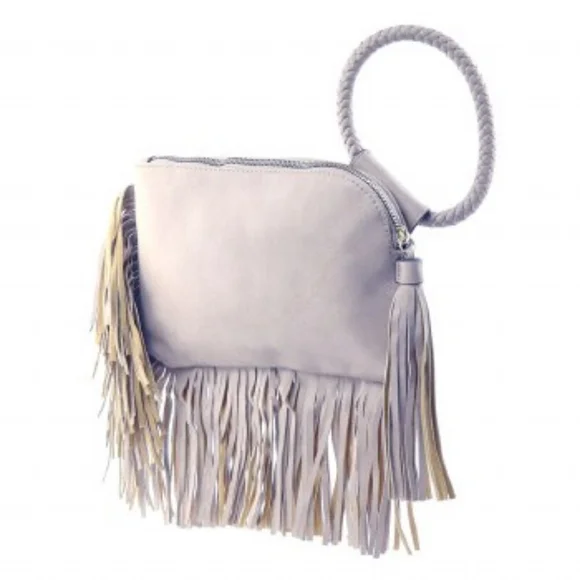 Black Wristlet Clutch Bag with Tassels- for Women - Vegan - Picture 4 of 4